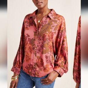 Anthropologie Halie Dolman Sleeve Button-Up L